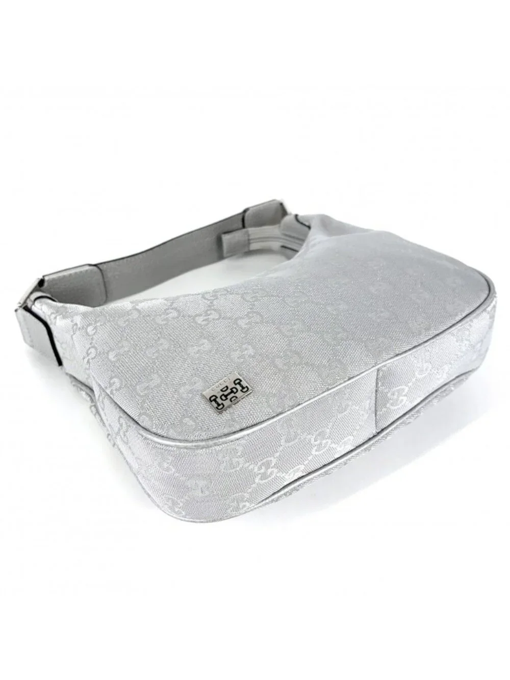 Gucci Handbag Small Web Pop Hobo GG Plus Leather Silver